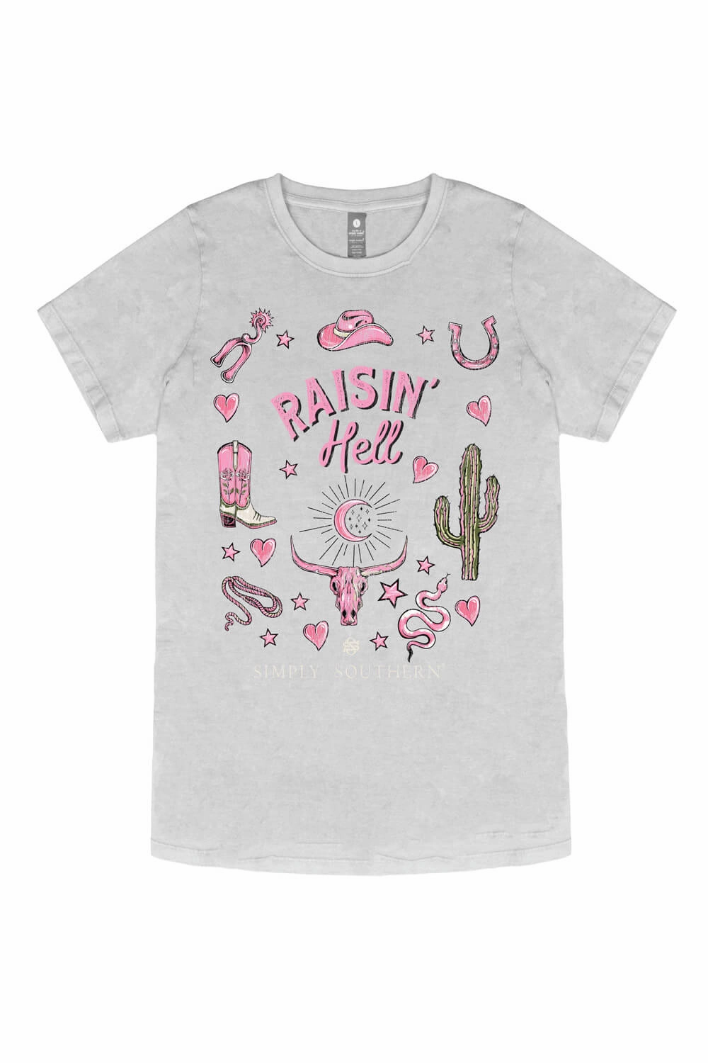 Active Fit Chilly Style Simply Southern Raisin?? Hell T-Shirt for Women in Washed Grey | SS-RSN-WSHSHDW