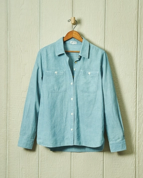 AbrasionResistant Casual Style Women's Work Shirt in Chambray