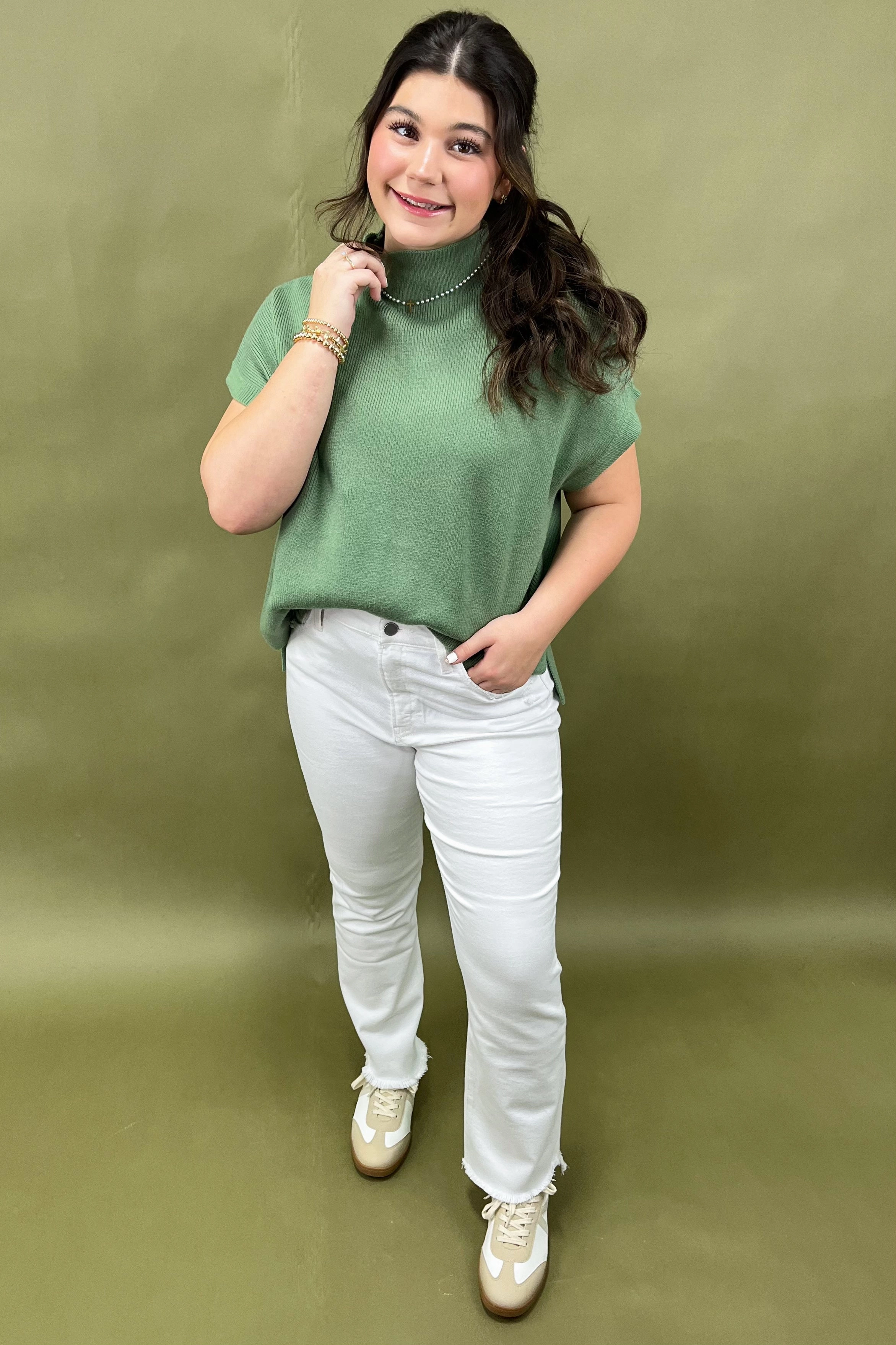 Moss & Mist Sweater Minimalist Stitching