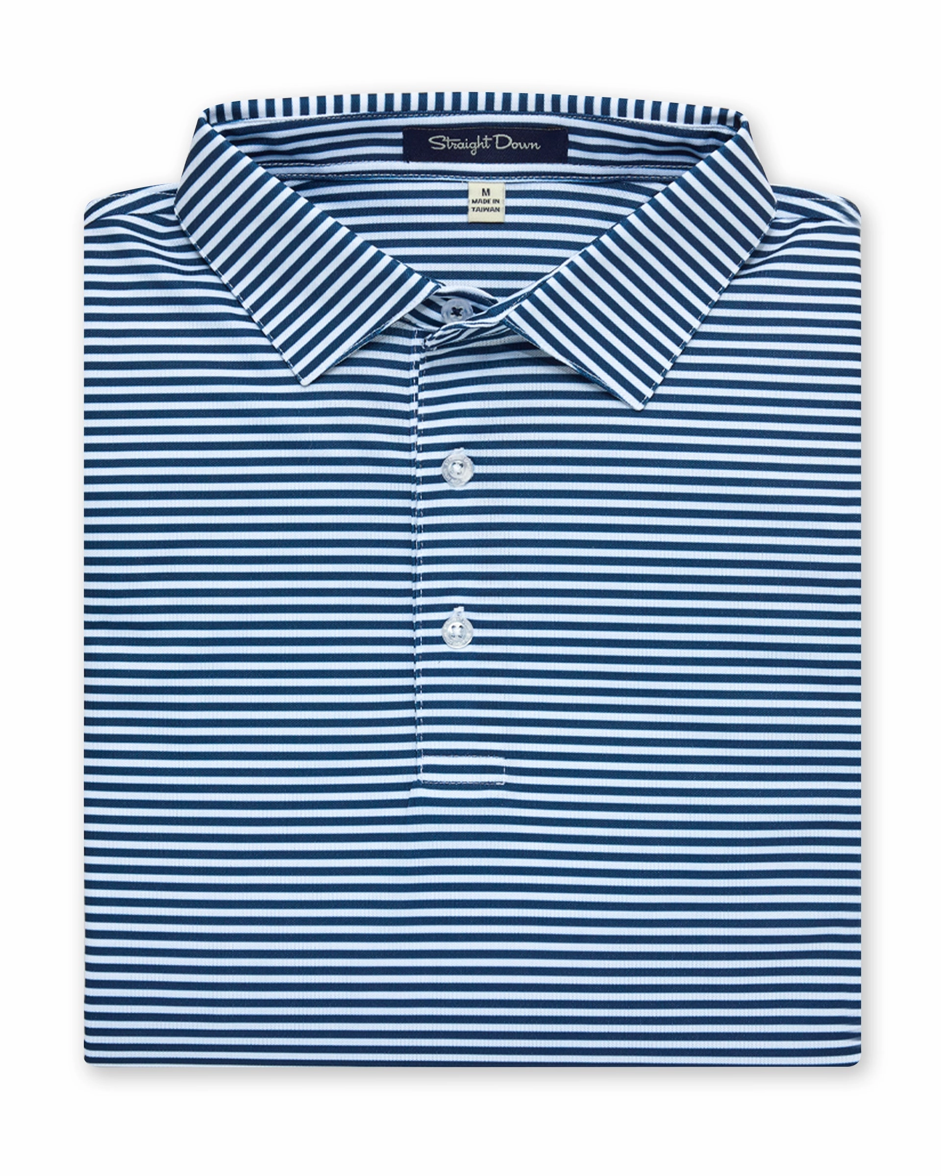 Del Mar Stripe Polo - New Indigo Modern Cut Tapered Armhole Design