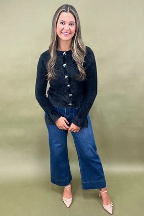 Midnight Bow Cardigan Comfy Fit