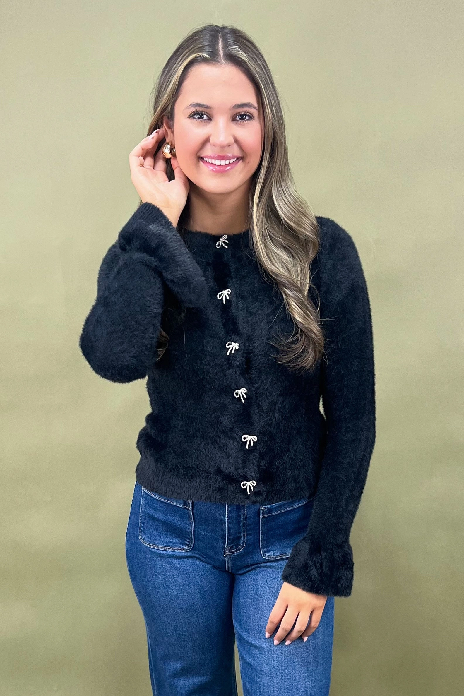 Resilient Elasticity Midnight Bow Cardigan