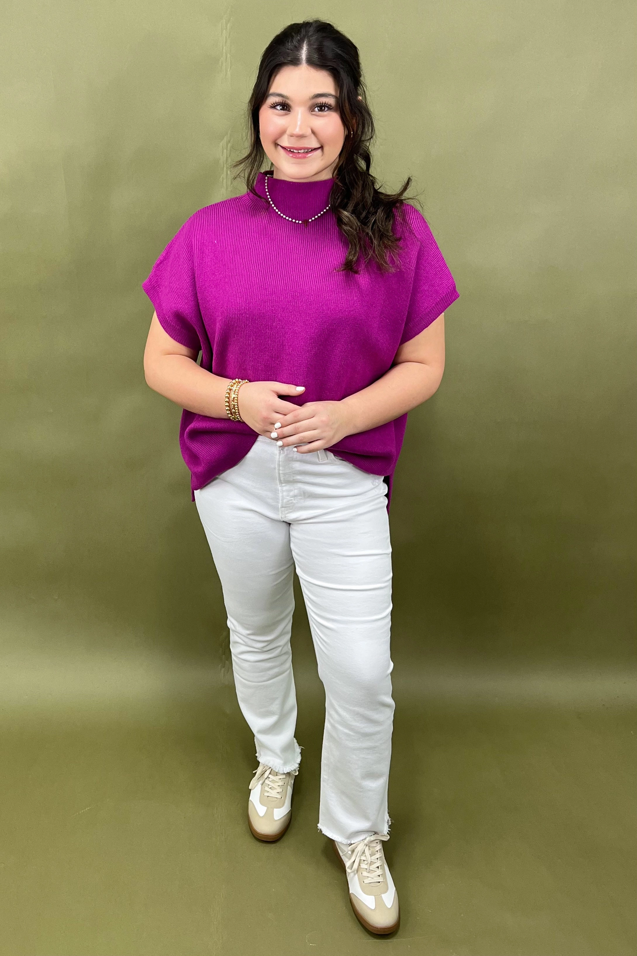 Berry Bold Ribbed Sweater Top AntiFade Treatment