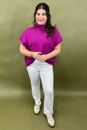 Berry Bold Ribbed Sweater Top AntiFade Treatment