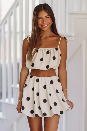 My Best Idea Crop Top and Mini Skirt Set - Taupe and Black Breathable Mesh Insert