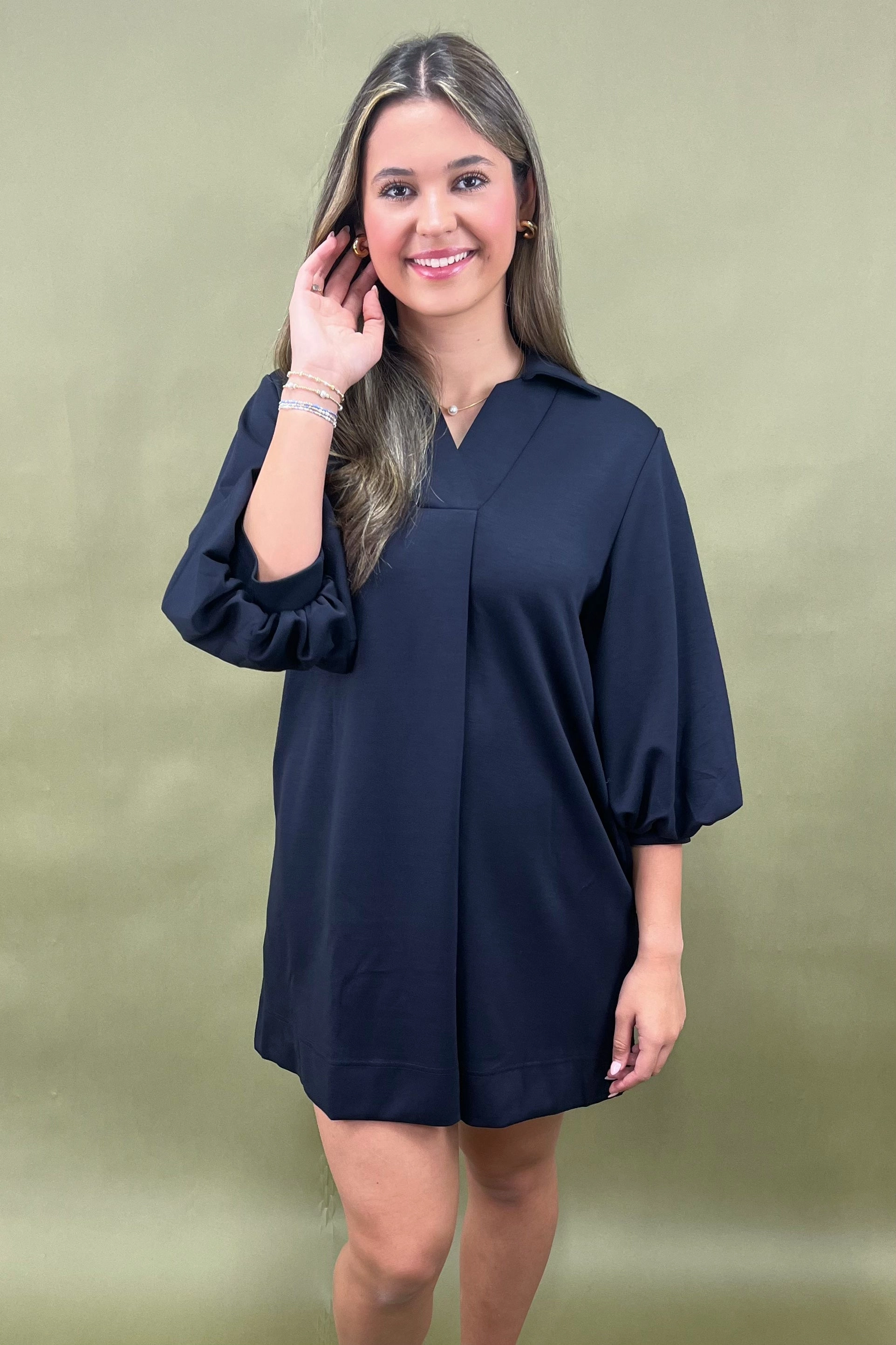 Smart and Chic Vibrant Aesthetic Navy Nights Collared Mini Dress