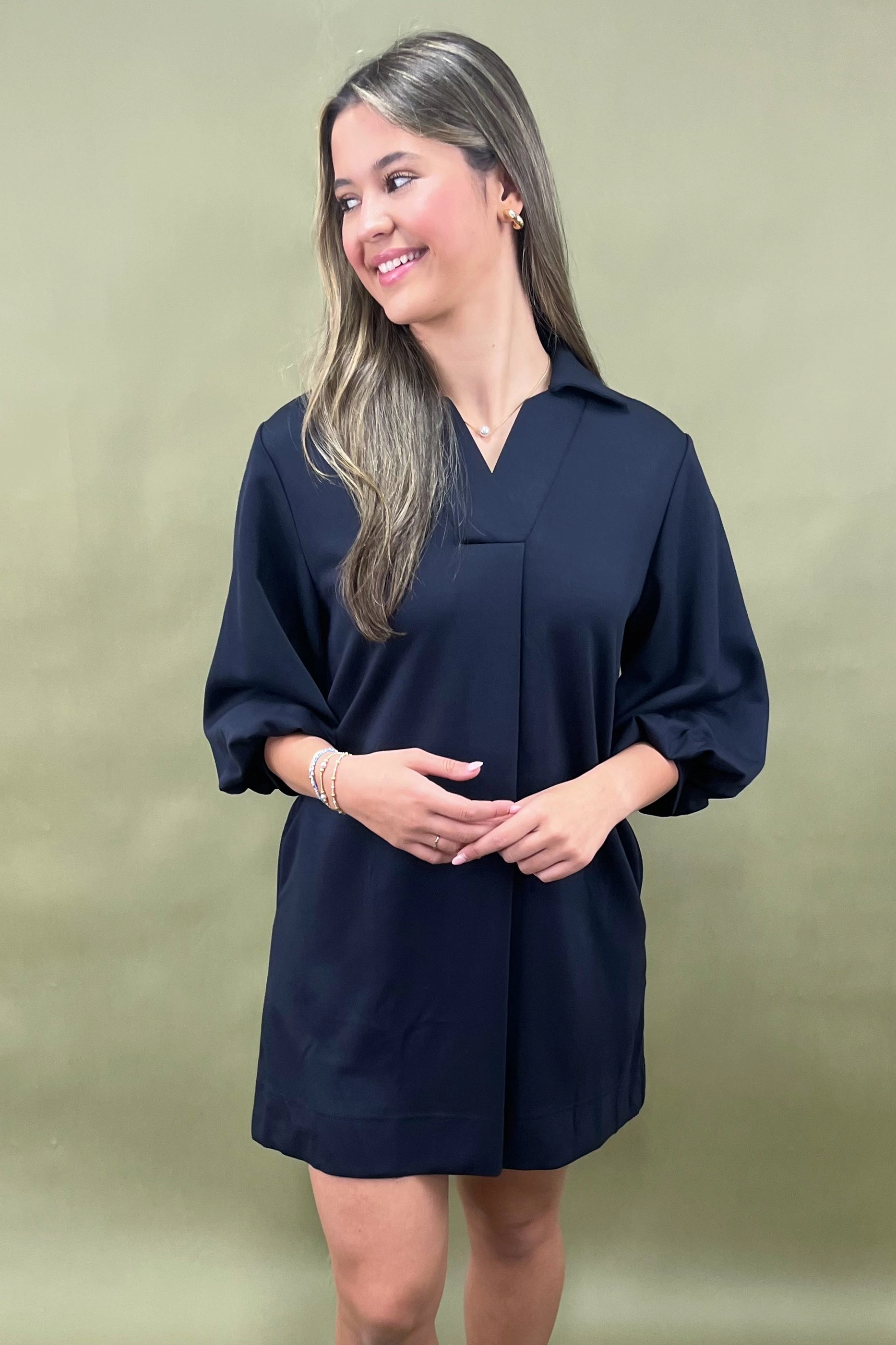 Navy Nights Collared Mini Dress Refined Feel