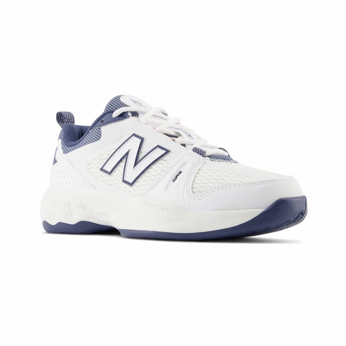 Contoured Footbed Geometry New Balance Women's Fresh Foam X WC1007WT White/Sea Salt/Blue