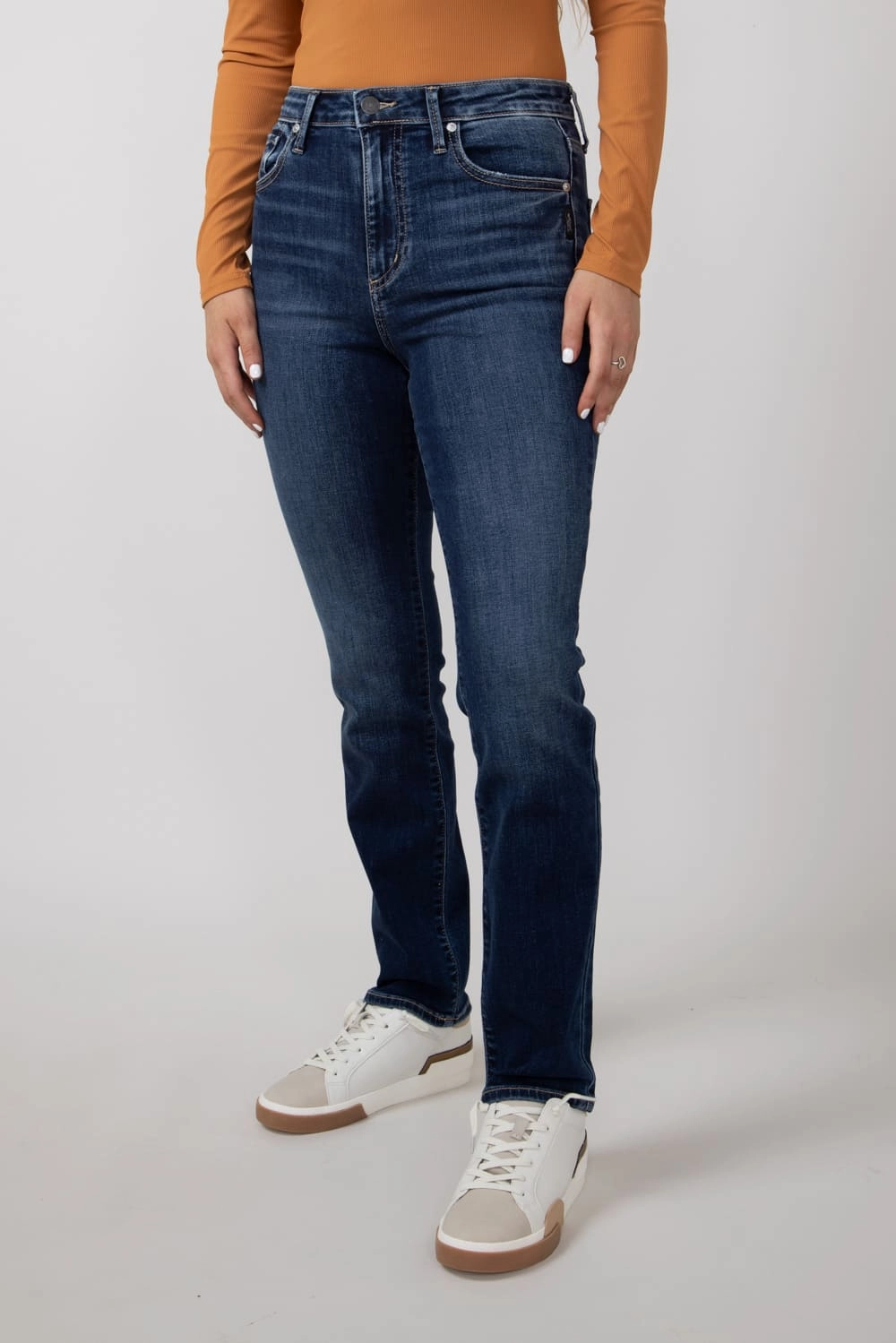 Silver Jeans High Rise Isbister Straight Jeans for Women | L74321SIA341 Shrink Resistant Denim