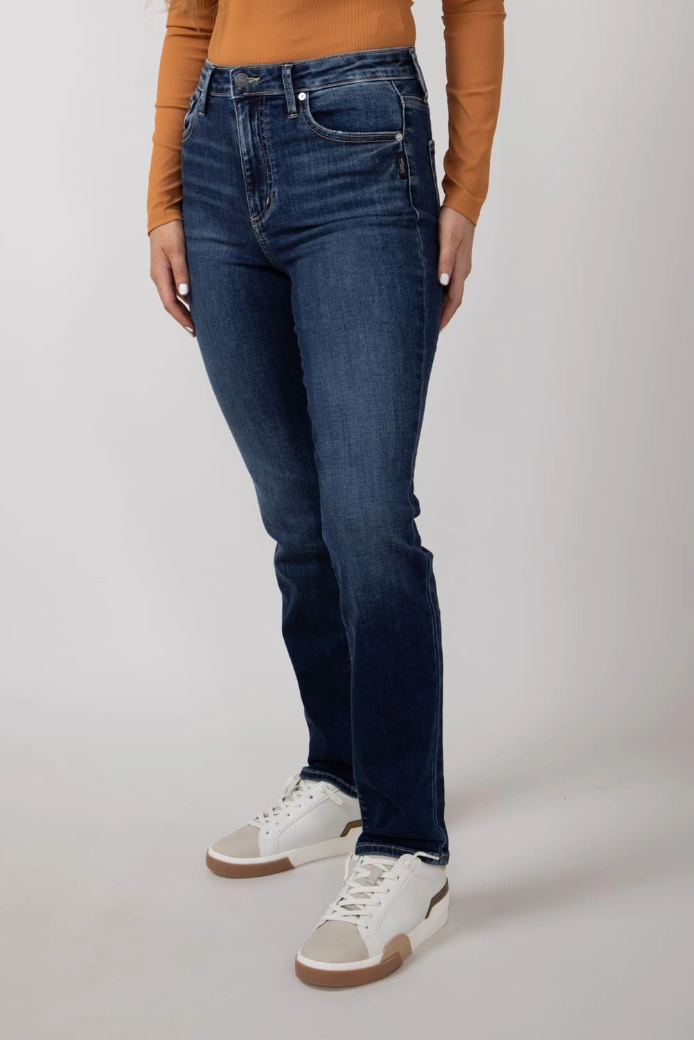 Silver Jeans High Rise Isbister Straight Jeans for Women | L74321SIA341 Minimalist Daily Wear Loose Soft Fabric
