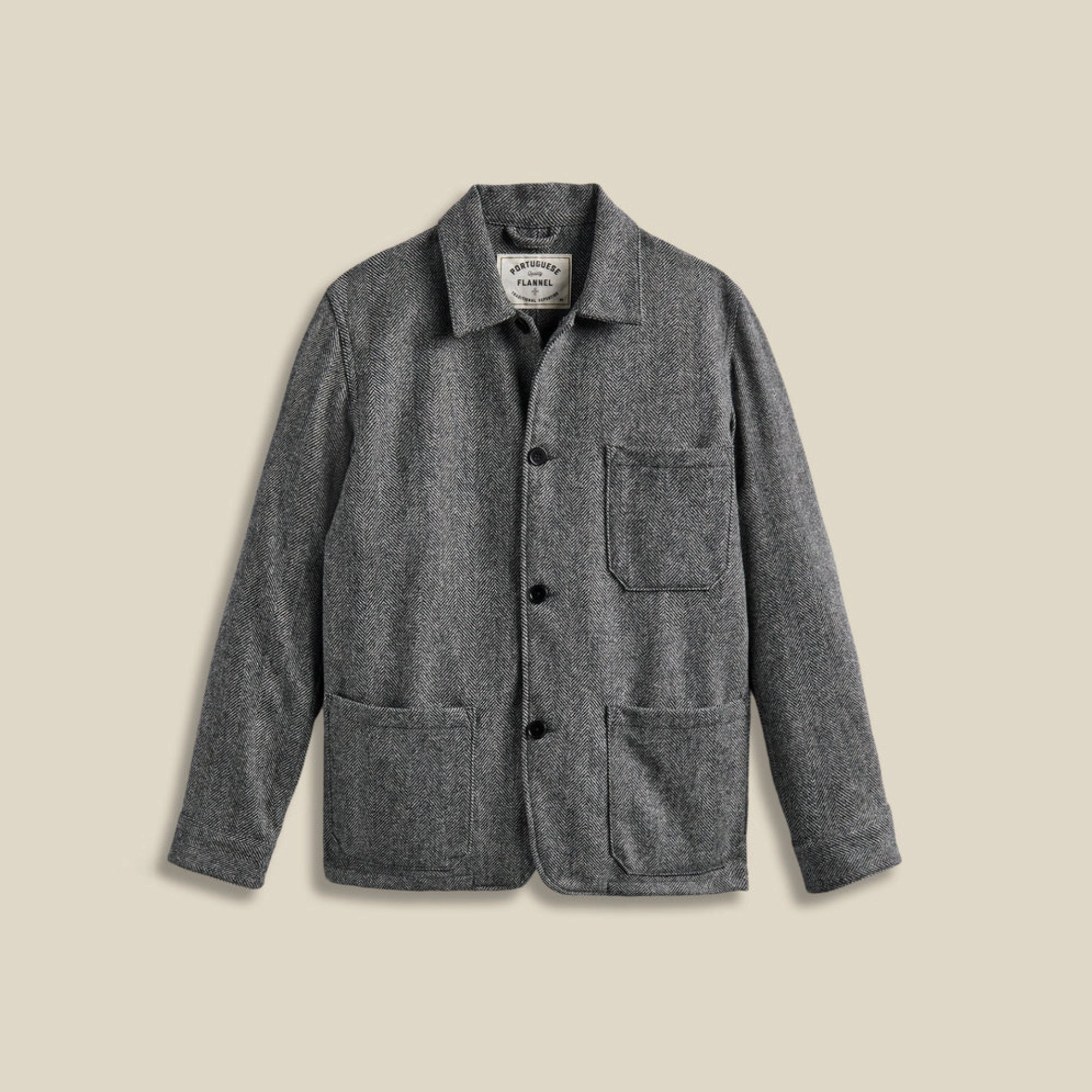 Labura Herringbone Wool Jacket (Grey) Pocket Placement