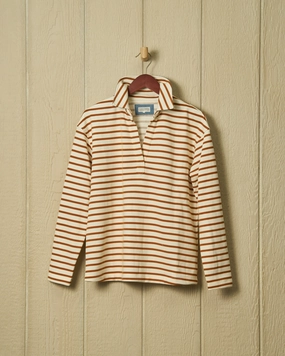Inlet Pullover in Cream/Acorn Loopback Terry HeatSealed Seams Comfortable fit