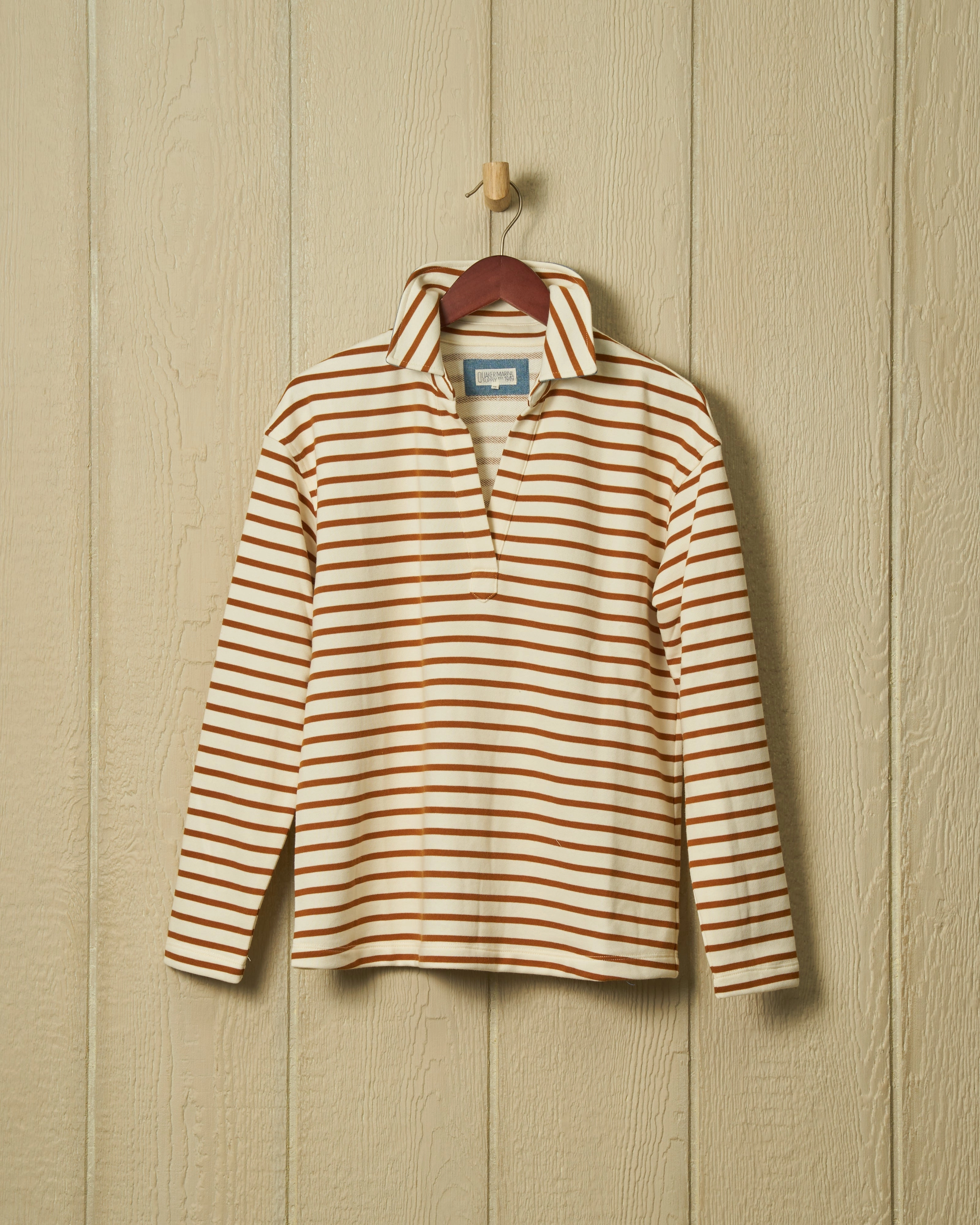 Inlet Pullover in Cream/Acorn Loopback Terry HeatSealed Seams Comfortable fit