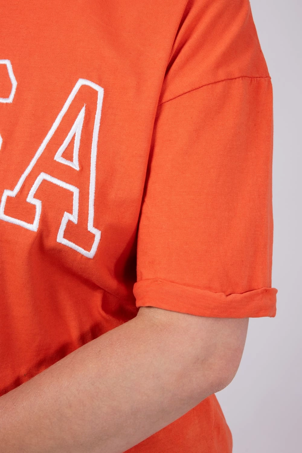 C&C California Melissa Sunwashed USA Girlfriend T-Shirt for Women in Red Orange | 89A03008A-RED Soft and Light Wear Cozy Feeling