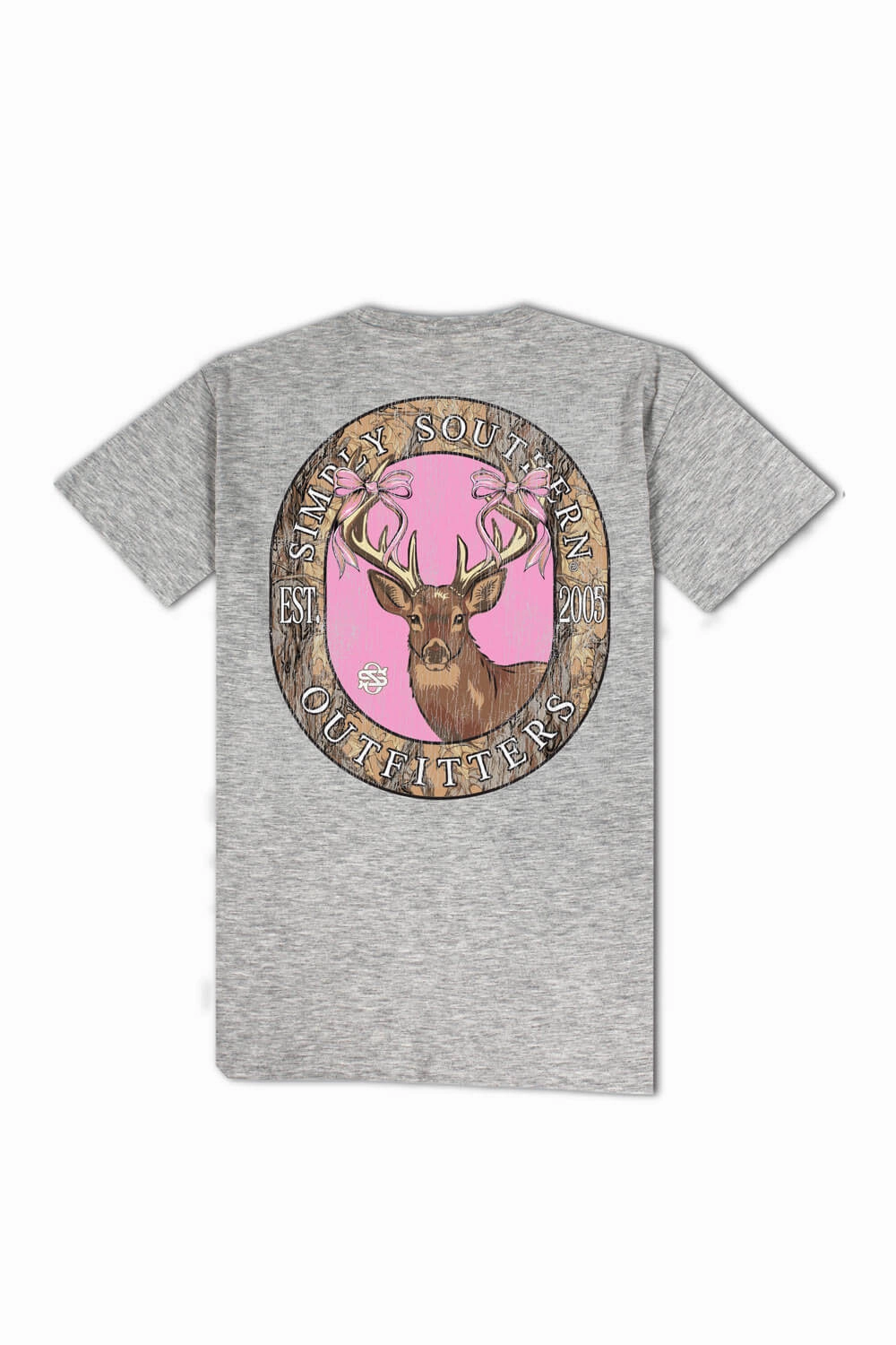 Simply Southern Plus Size Camo Deer Circle T-Shirt for Women in Heather Grey | EXT-SS-DEERLY-STORMHTHR Stretch performance