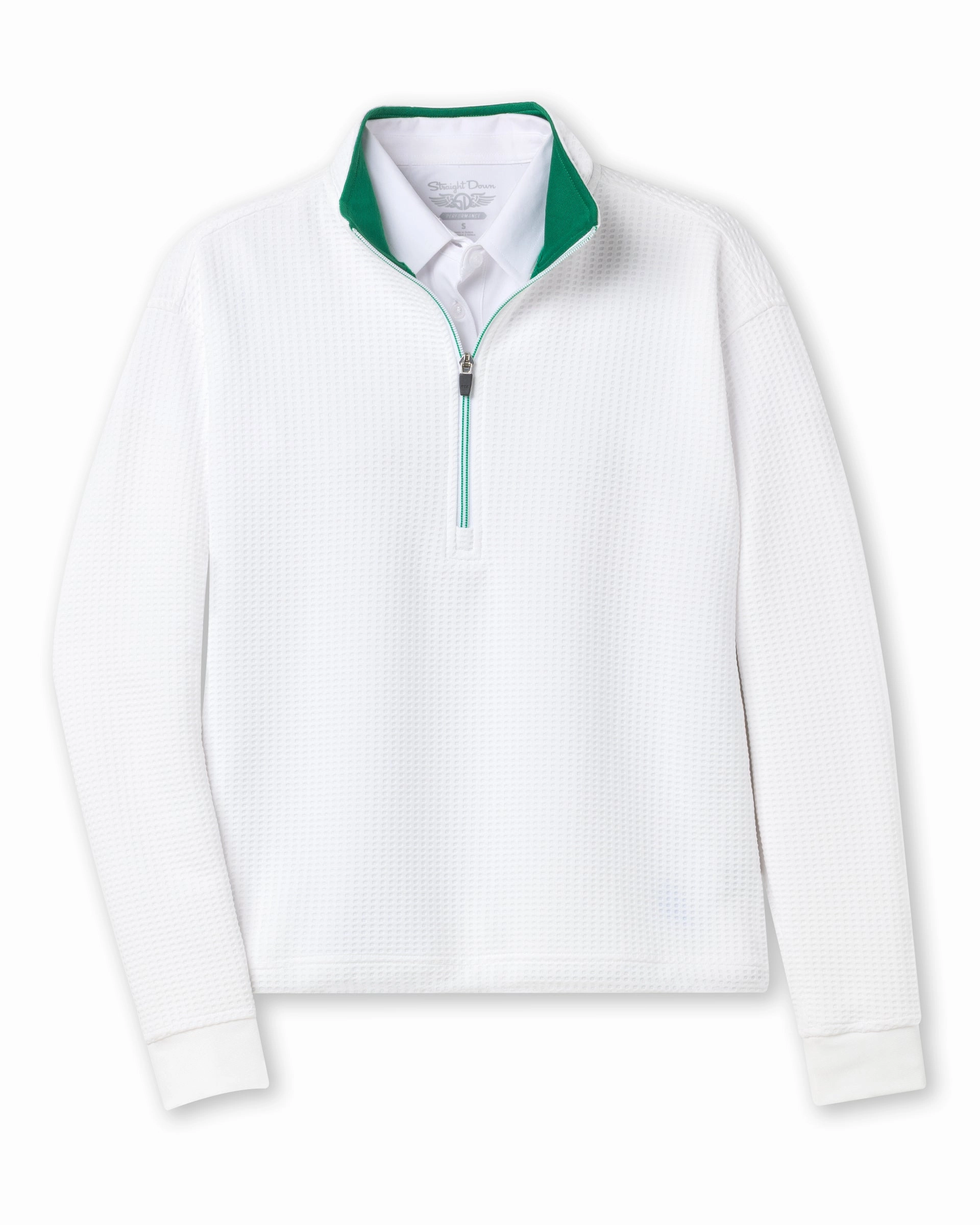 Cozy Street Style Herringbone Opal Half Zip - White Verde