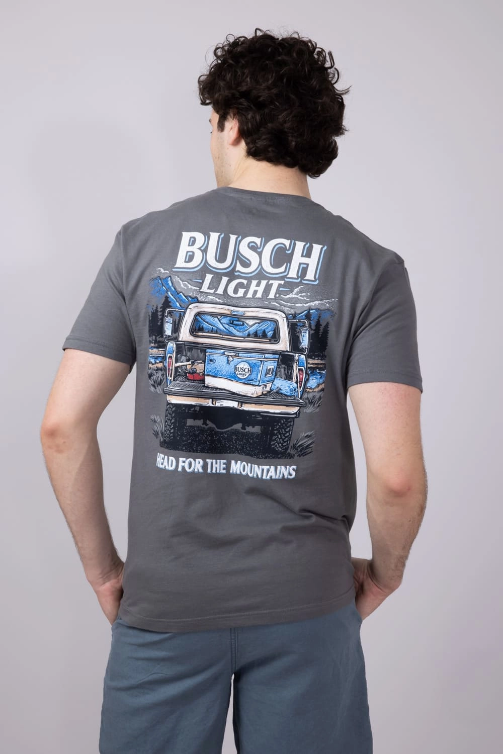 Busch Light Truck Cooler T-Shirt for Men in Charcoal | 2220-CHARCOAL Chic Wearable Gym clothing