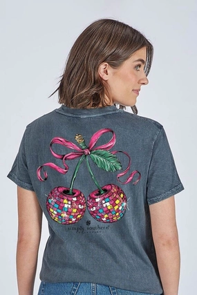 Simply Southern Disco Cherries T-Shirt for Women in Washed Coal | SS-CHERRY-WSHCOAL Camping practicality