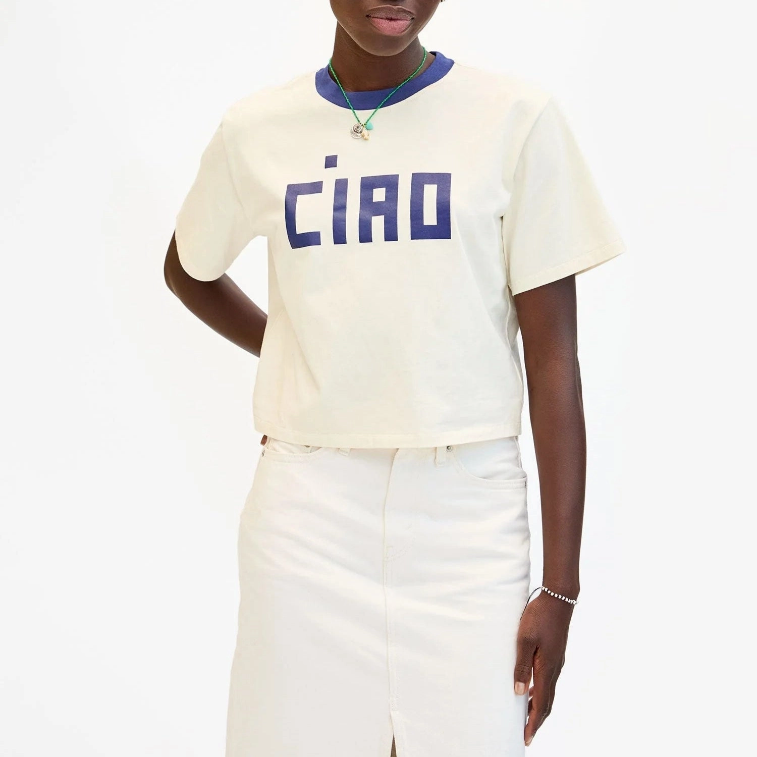 "Block Ciao" Le Carre Tee (Cream) Odor Control Finish