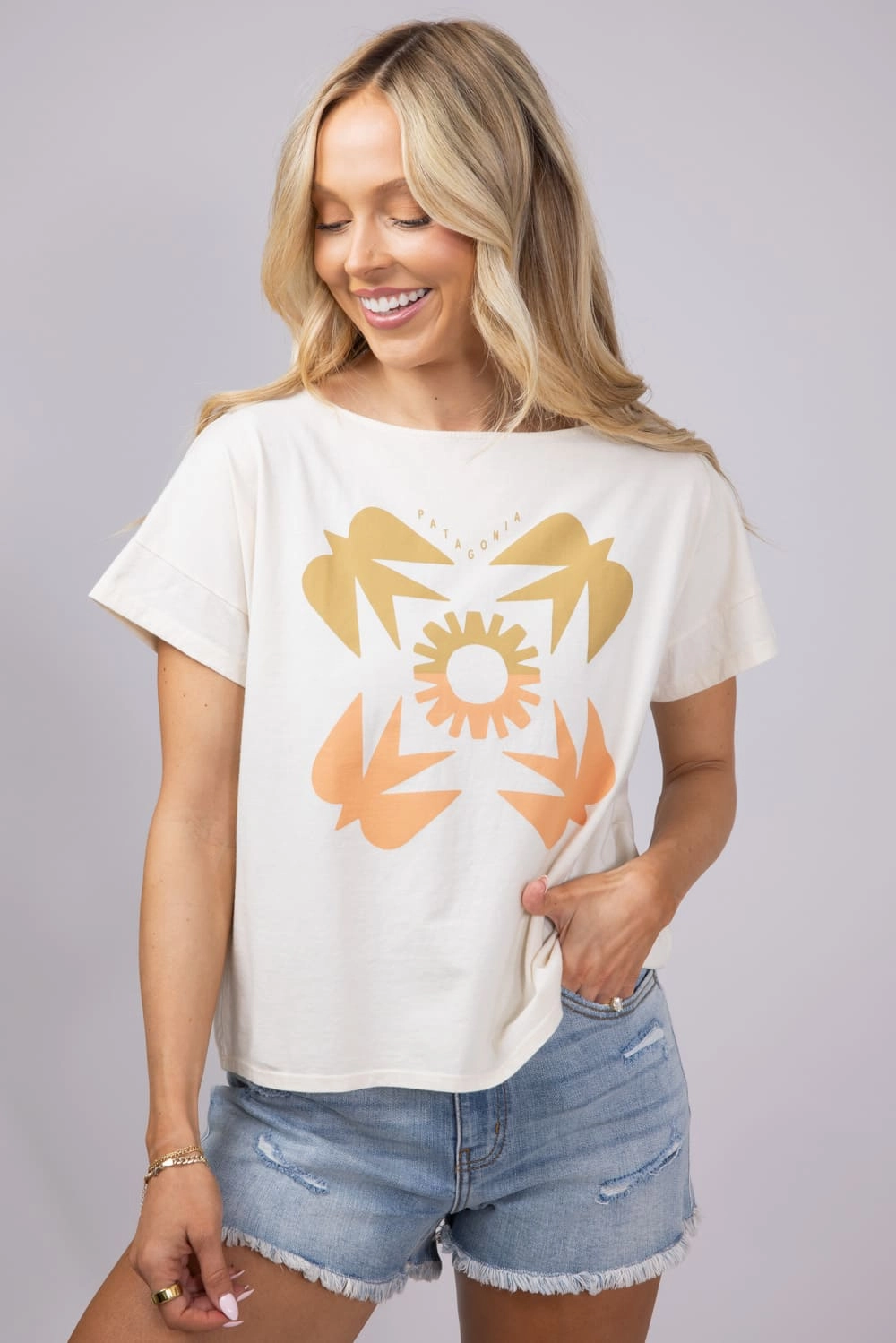 Patagonia Women??s Sunfirst Relaxed Drop Sleeve T-Shirt for Women in Natural | 37808-UDNL Outdoor Essentials TearResistant Fabric