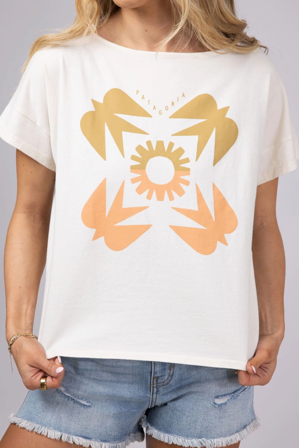 Patagonia Women??s Sunfirst Relaxed Drop Sleeve T-Shirt for Women in Natural | 37808-UDNL Soft and Stylish semi-formal style