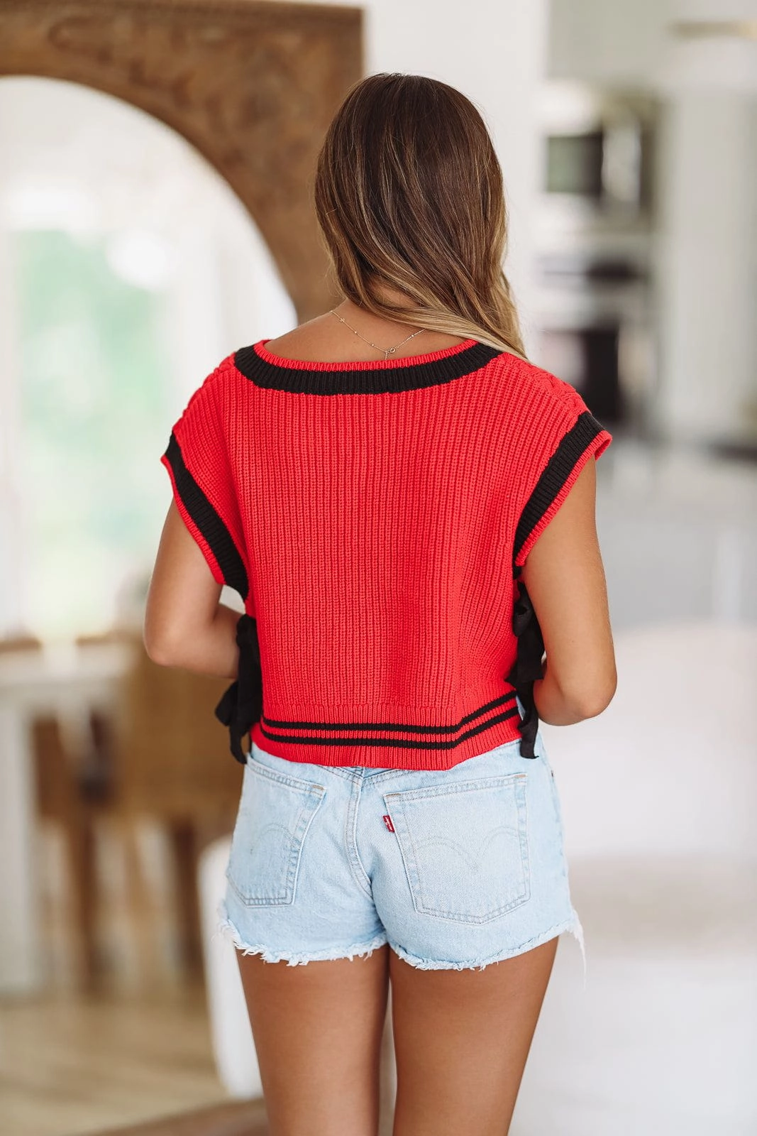 It's Game Time Crop Sweater - Red and Black QuickPackFoldableDesign