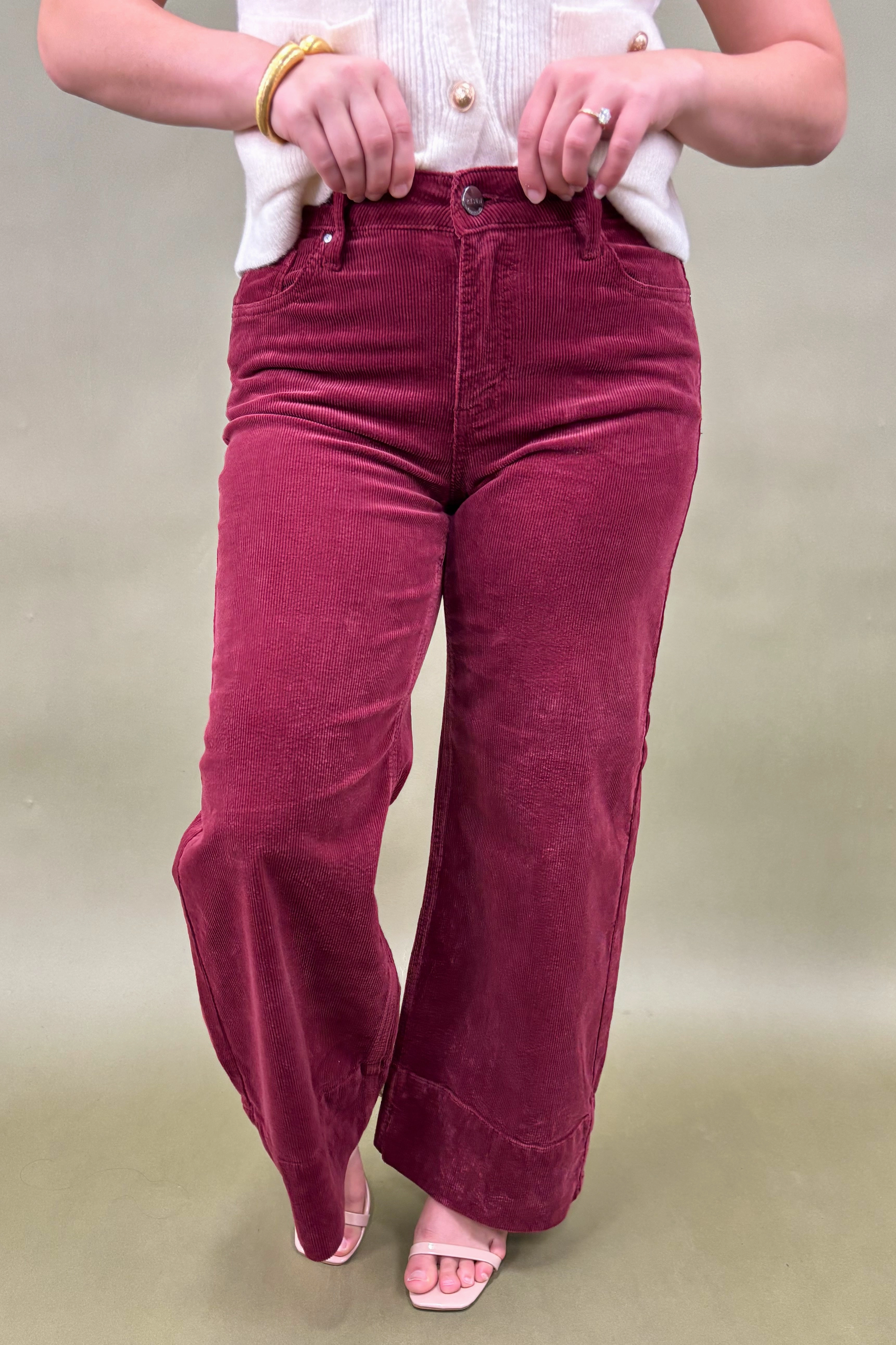 The Ella Wide Leg Corduroy Pants Flattering Style