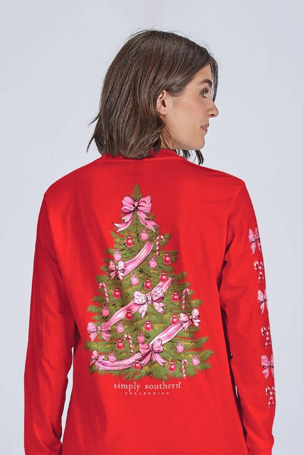 Simply Southern Tree Long Sleeve T-Shirt for Women in Red | LS-TREE-RED Flexible Waist