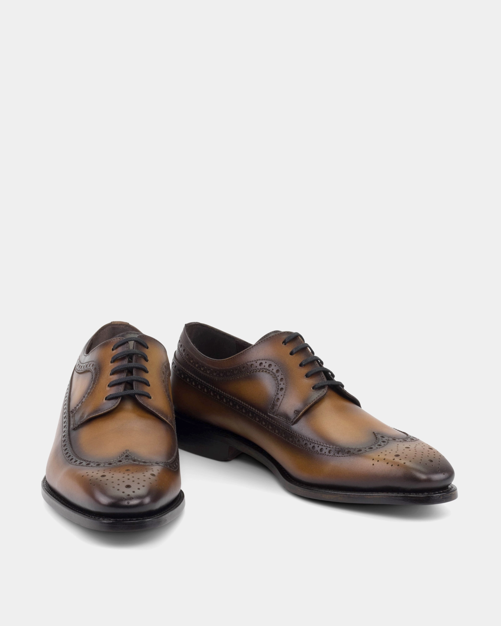 Sturdy sole Alex Tobacco Wingtip Derby with Half-Rubber Soles - 722