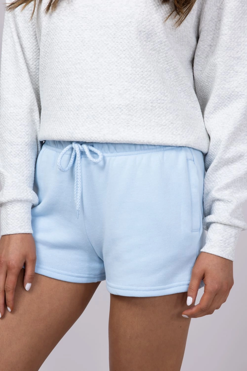 Sport Flex Design 1897 Active Basic Fleece Shorts for Women in Blue | H420-BLUE