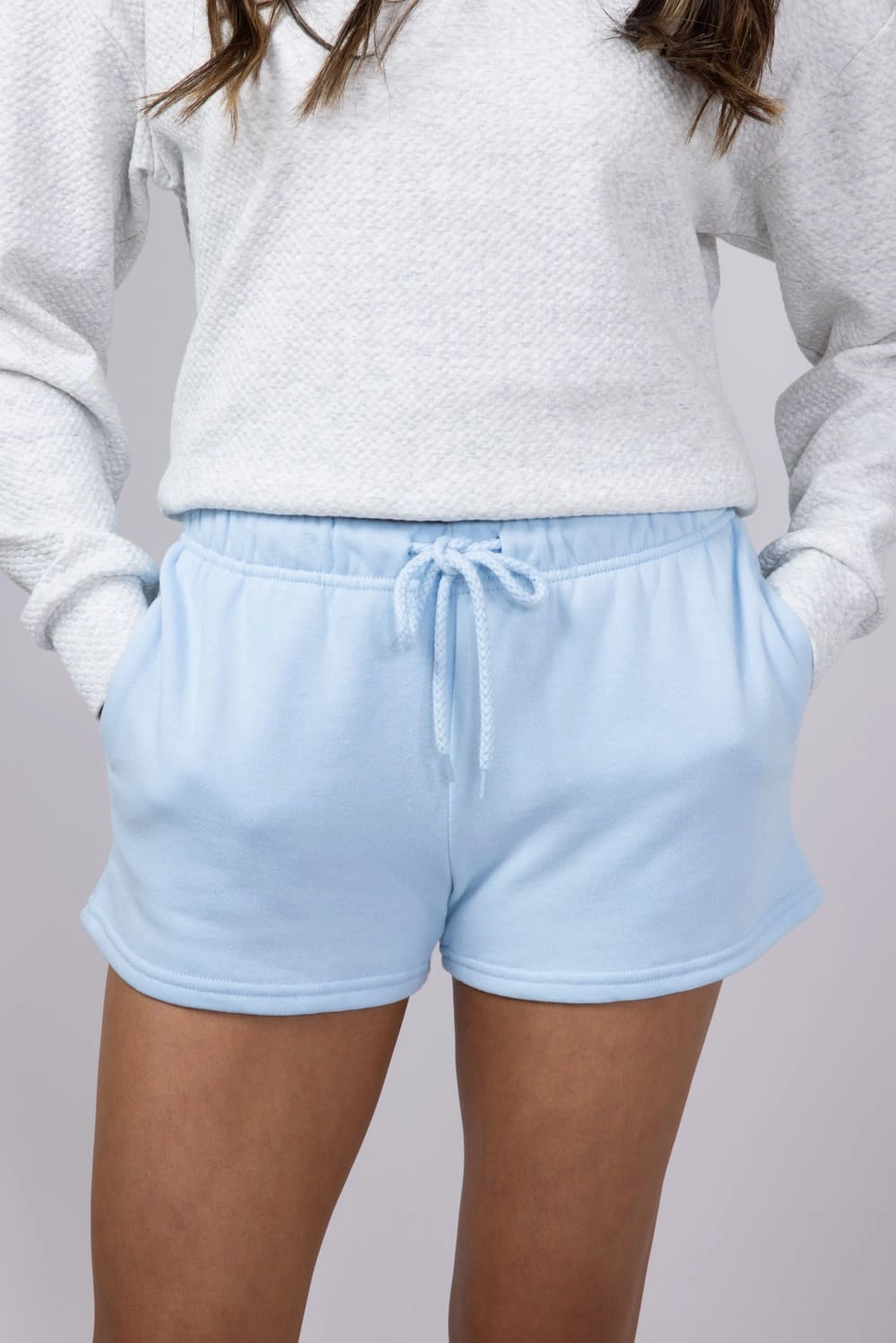 1897 Active Basic Fleece Shorts for Women in Blue | H420-BLUE ReflectiveAccents Reinforced Hemlines