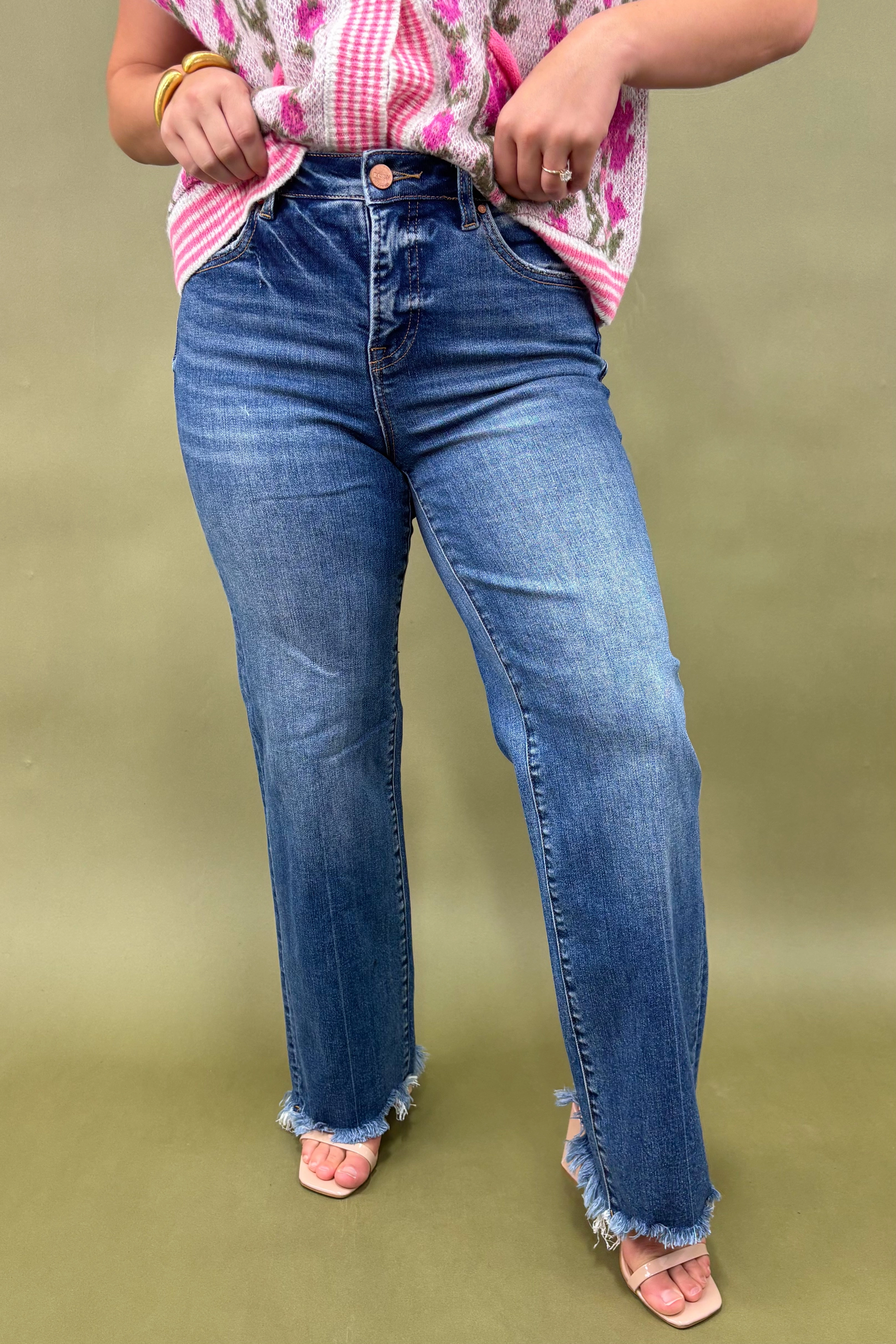 Polyester fabric Reinforced Stress Points The Clara Ankle Straight Jeans