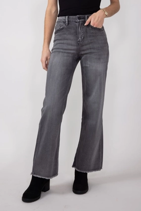 Lightweight Denim Spring Mood Slim Mica Super High Rise Wide Leg Jeans for Women in Dark Grey | MDP-W3161