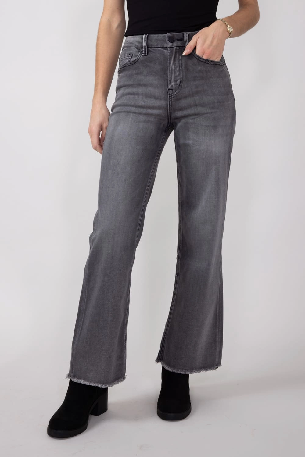 Mica Super High Rise Wide Leg Jeans for Women in Dark Grey | MDP-W3161 Anytime Wear