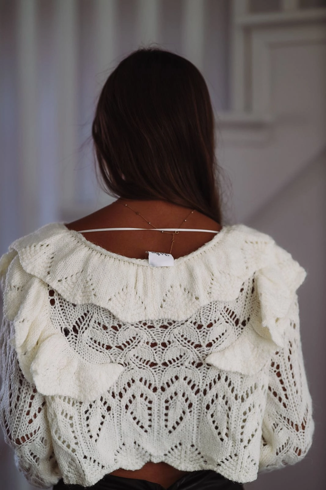 Bistro Brunch Crop Sweater Cardigan- Ivory LaserCutVents