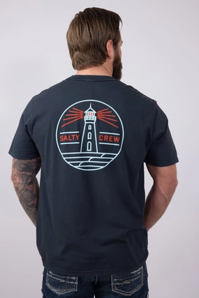 Salty Crew Lookout T-Shirt for Men in Vintage Black | 20035833-VTNGBLACK ZeroDistressFinish Layerable Look