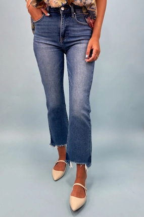 The Maxine Crop Flare Jeans Back pockets