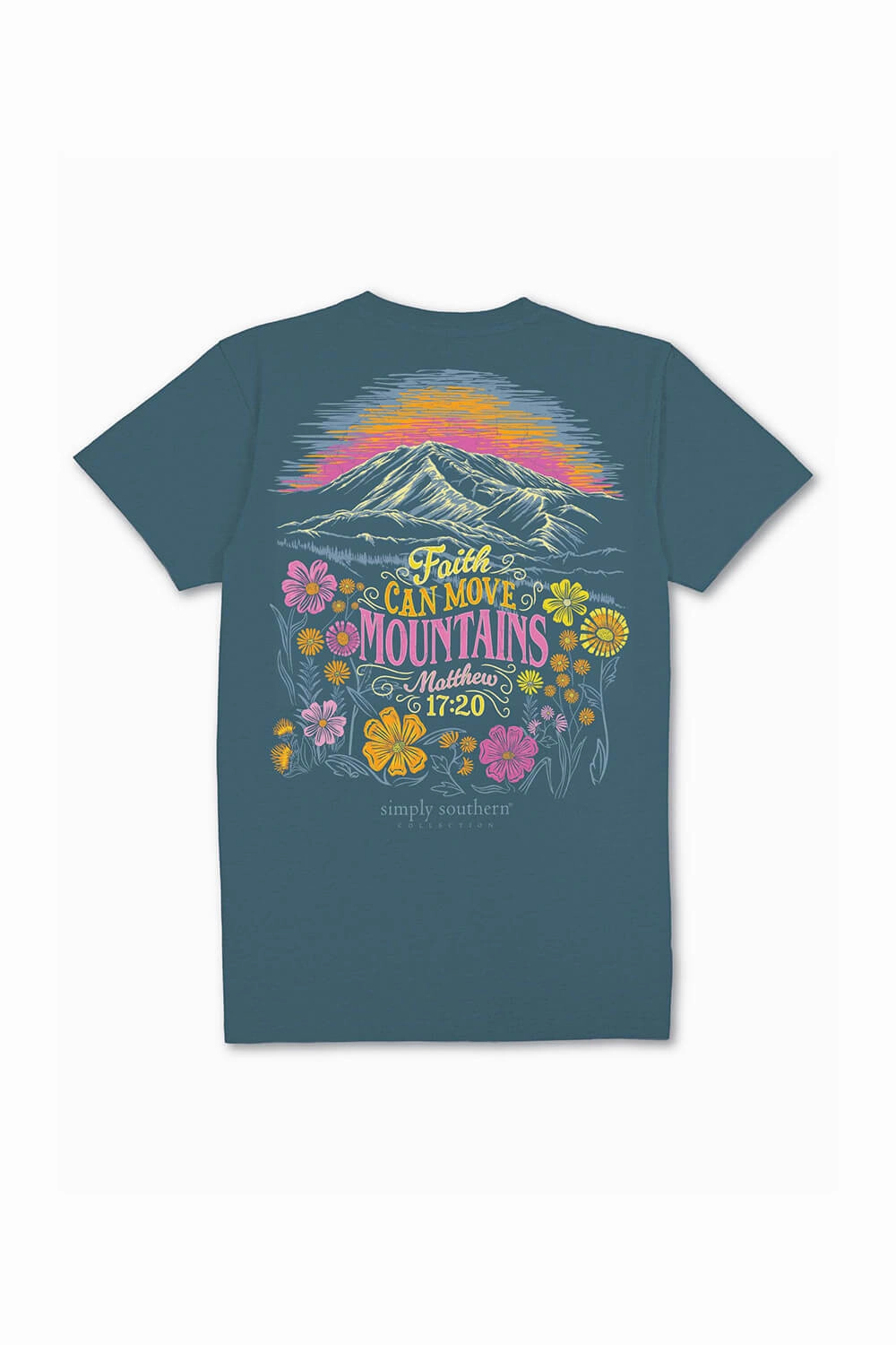 Comfy Casual Wear layerable Simply Southern Plus Size Faith Can Move Mountains T-Shirt for Women in Comet | EXT-SS-MOVEMTNS-COMET