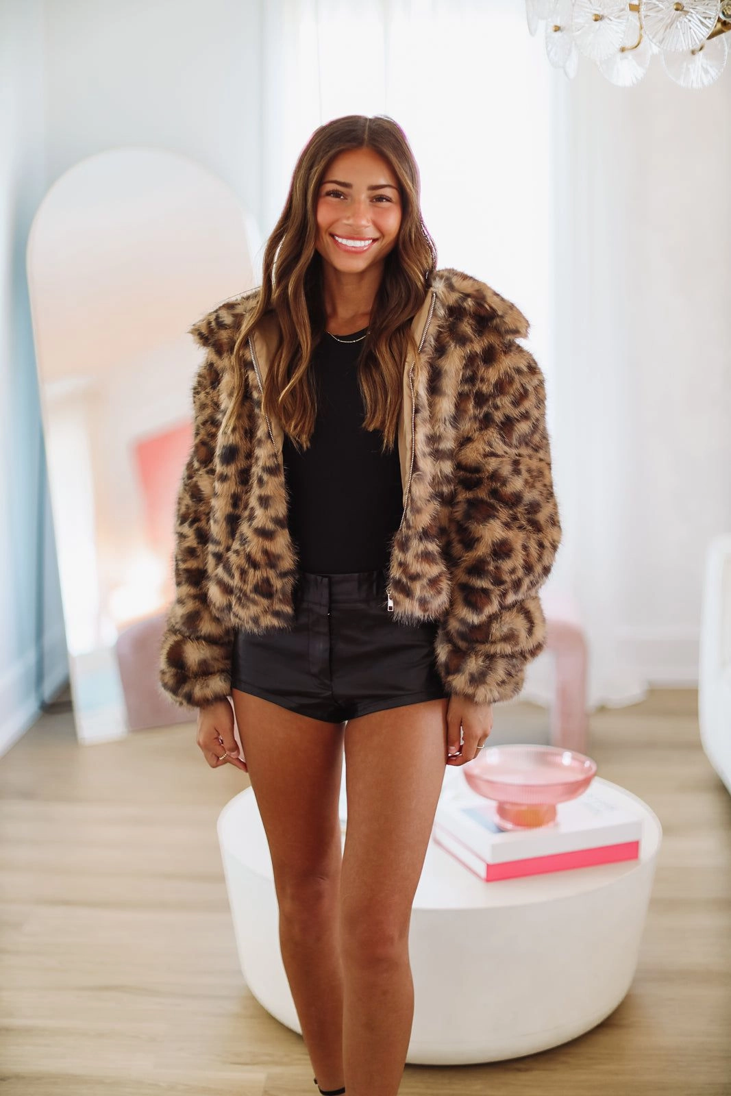 Upper Eastsider Faux Fur Jacket - Leopard Reinforced Hems