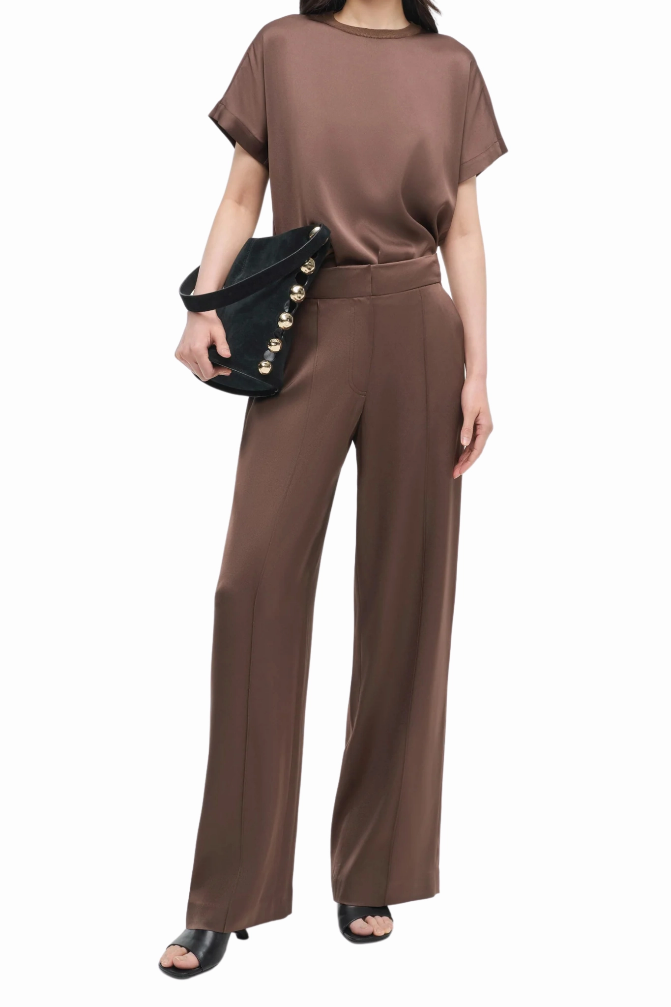 Basic Style Kyra Wide Leg Pant in Cocoa