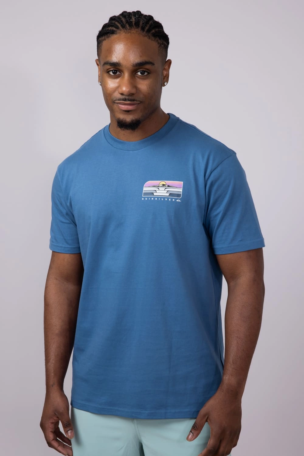Sublimation Printed Collar Quiksilver Frames T-Shirt for Men in Blue | QSM25ST265-CPB