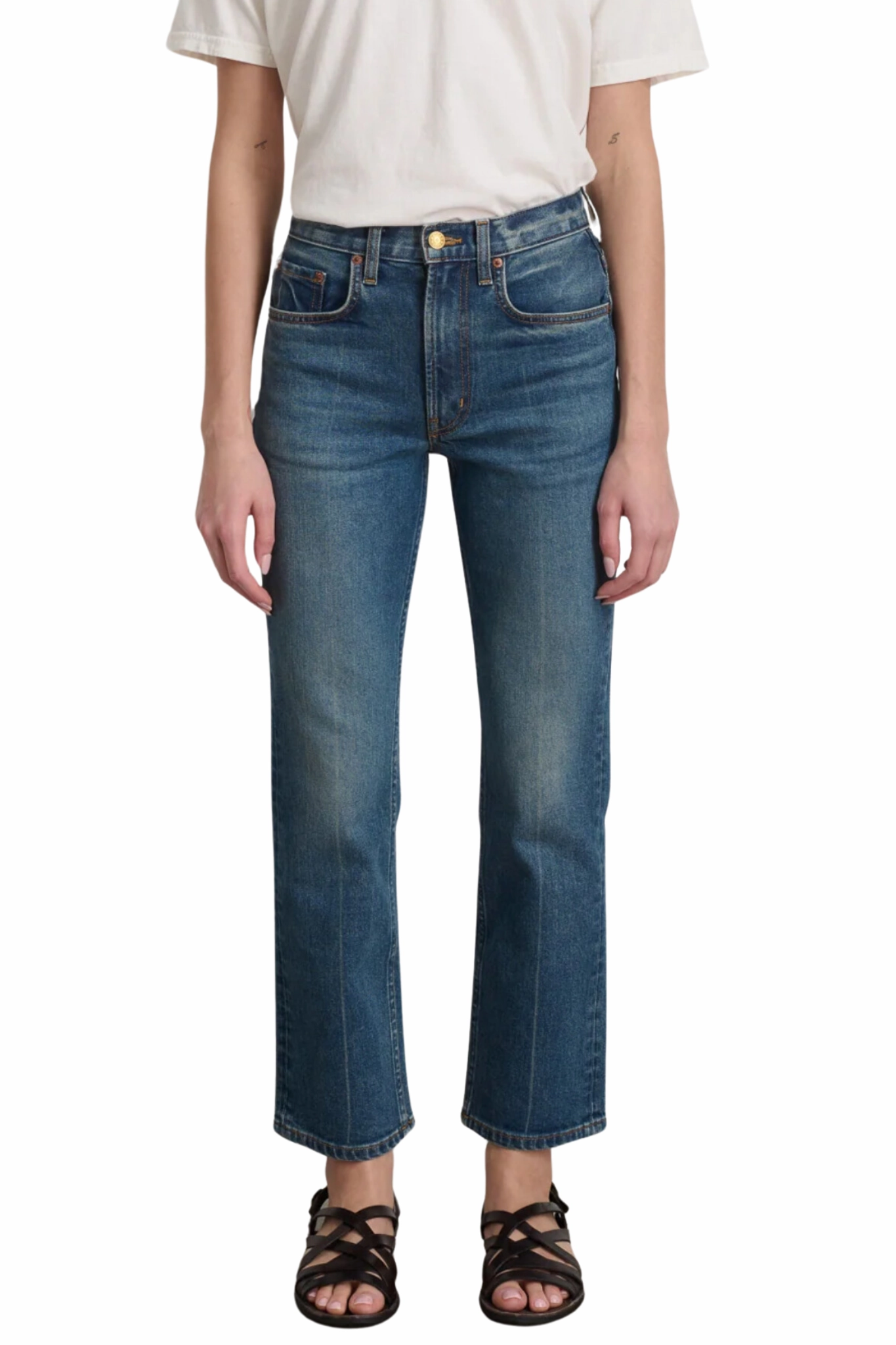 Rae Straight Crop in Vista Blue Effortless Comfort Earthy Modern Minimalist Office Wear