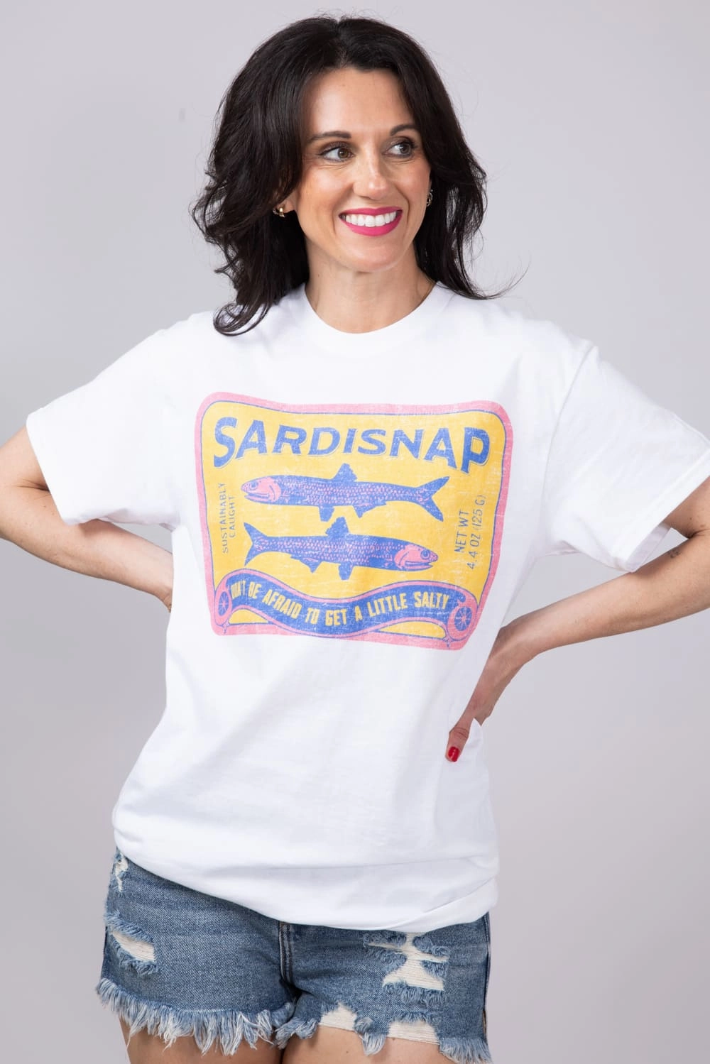 Weekend Essential Sports Outfit Sardisnap Oversized T-Shirt for Women in White | 32915X-OTS-WHITE