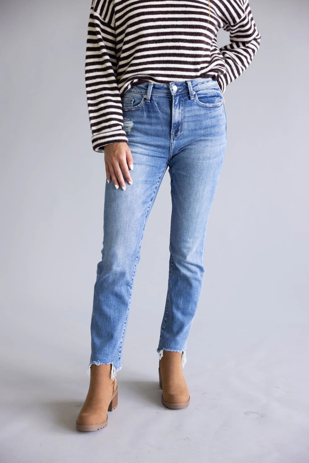 Mica High Rise Straight Crop Jeans for Women | MDP-T1280 Lightweight Denim Rugged Construction