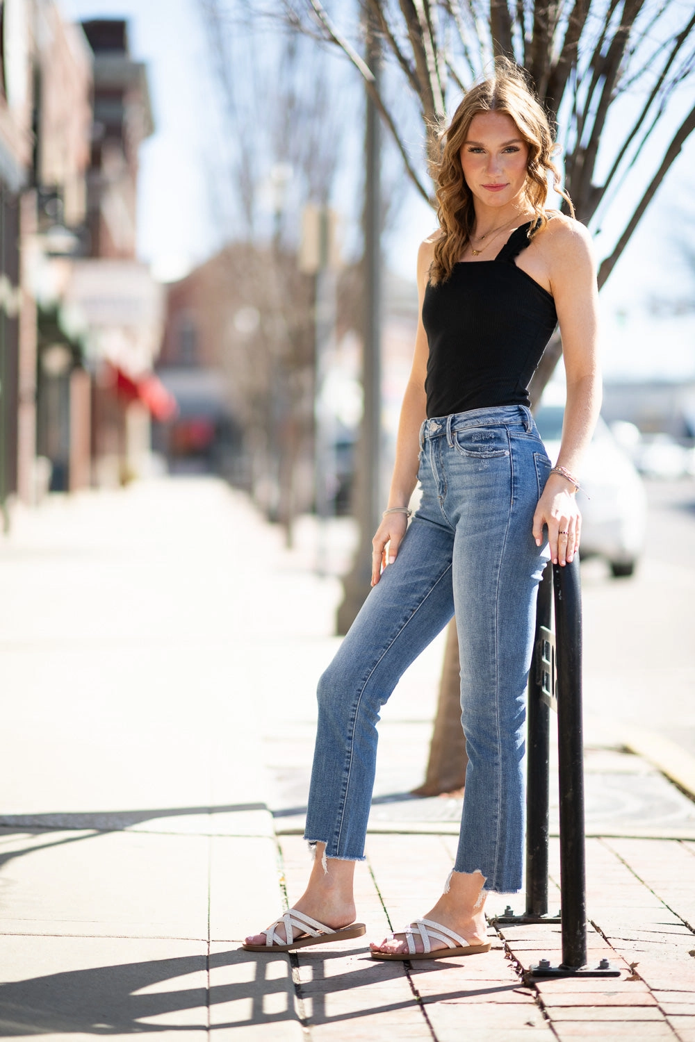 Professional Wear Premium Winter Warmth Go To Look Mica High Rise Straight Crop Jeans for Women | MDP-T1280