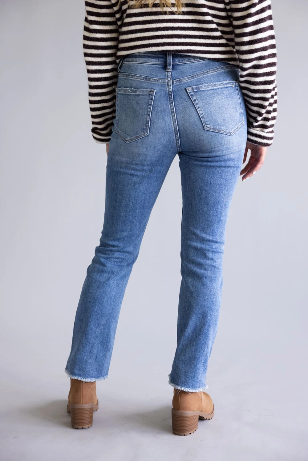 Versatile Tailoring Mica High Rise Straight Crop Jeans for Women | MDP-T1280