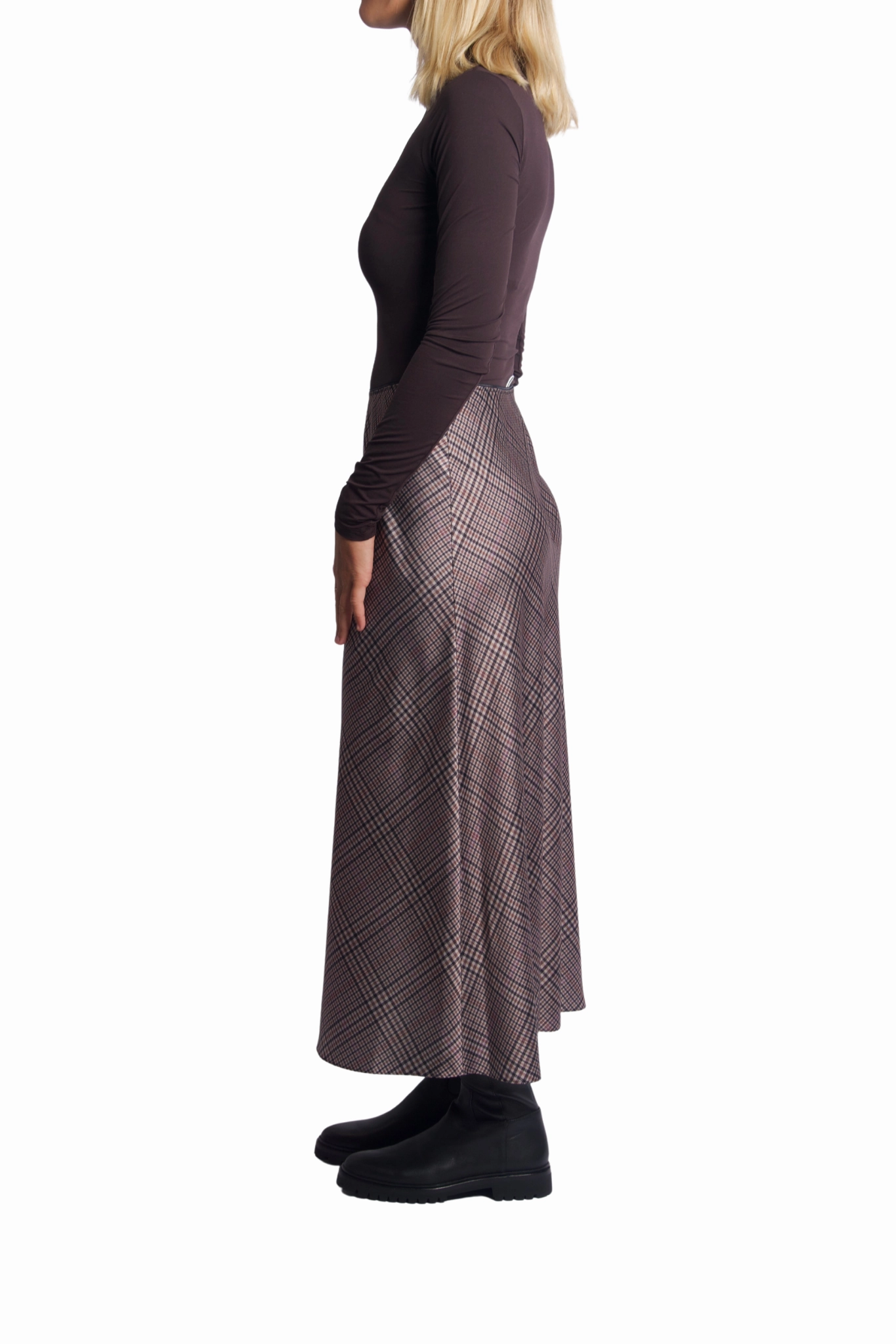 Natural Look Pressed Plaid Slip Skirt