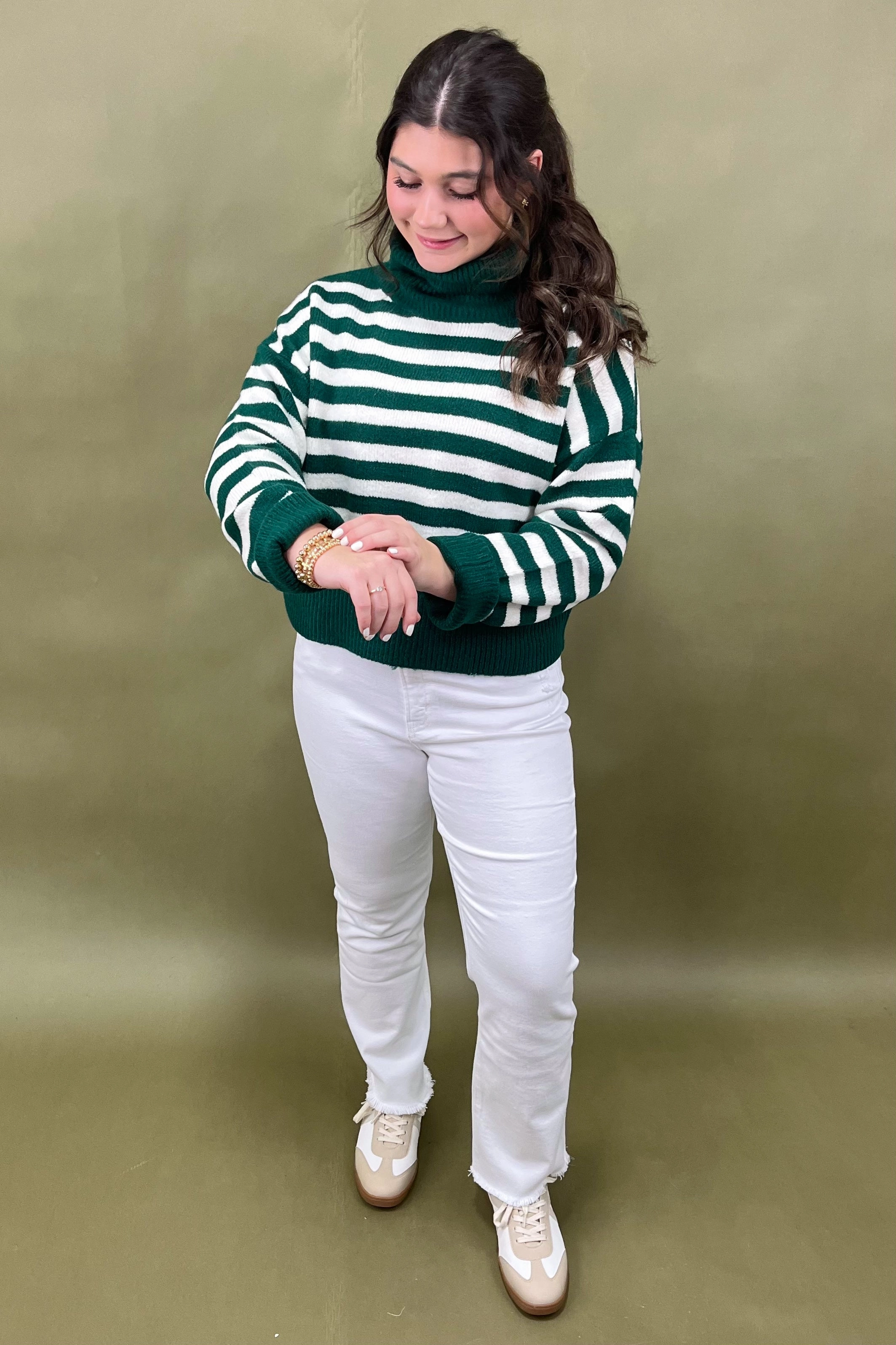 Meadow Mist Turtleneck Ribbed collar Airflow Weave Pattern