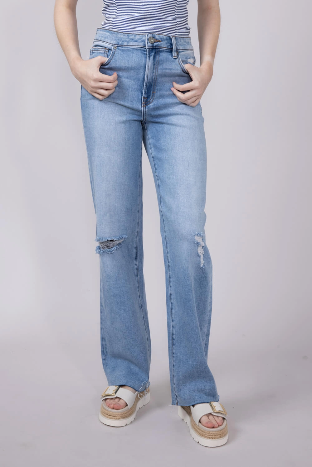 Comfy Touch Fashion Routine Hidden Ella High Rise Wide Straight Leg Jeans for Women | HD1706WS-ML