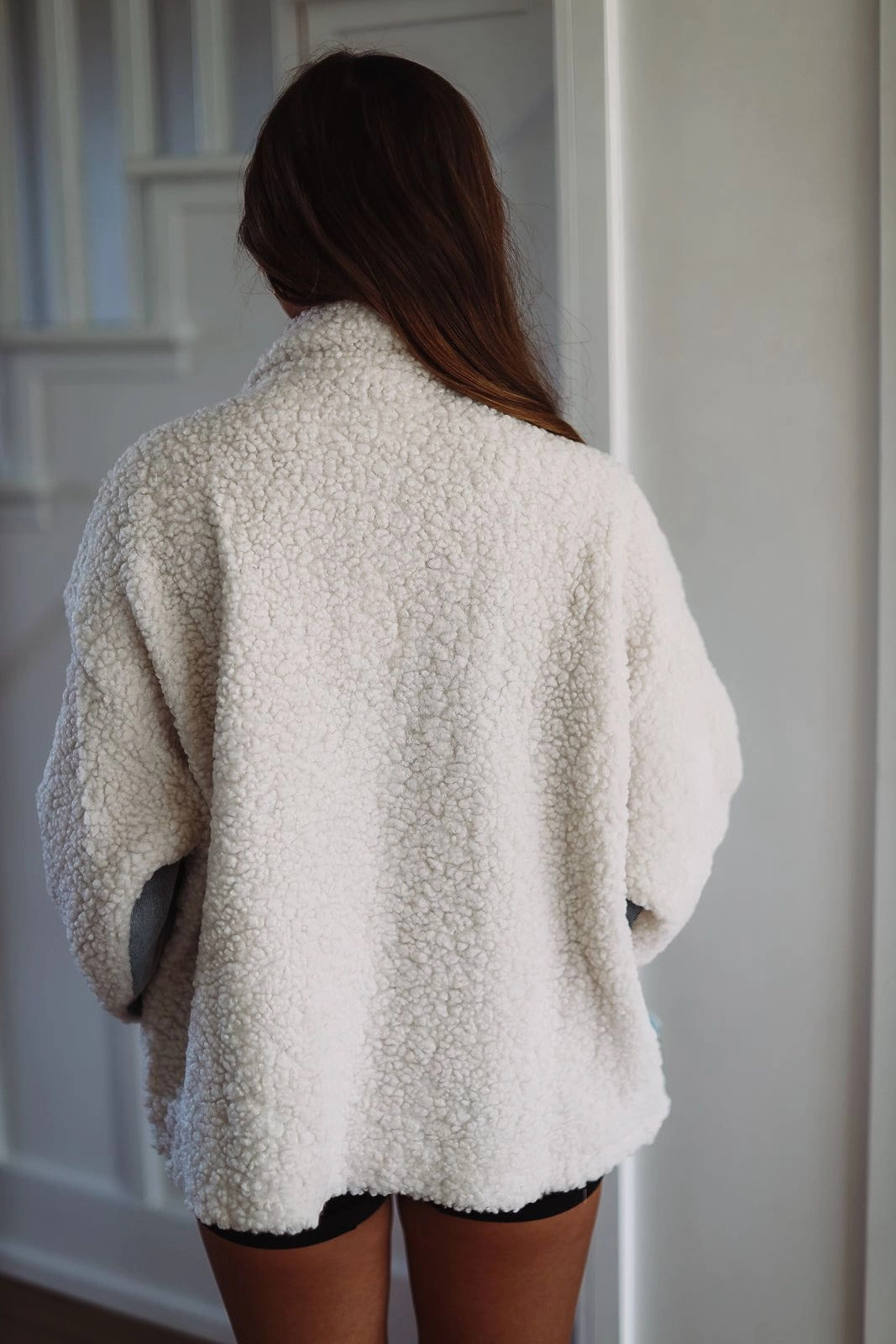 Colorado Bound Sherpa Denim Jacket - Ivory and Light Wash SmoothZipper Antibacterial